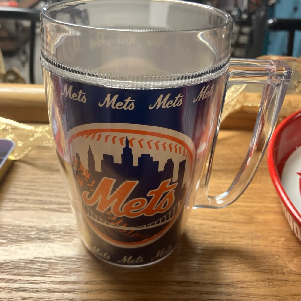 Mets Blue and Orange Mug with Clear Handle 80s rare Michelob giveaway